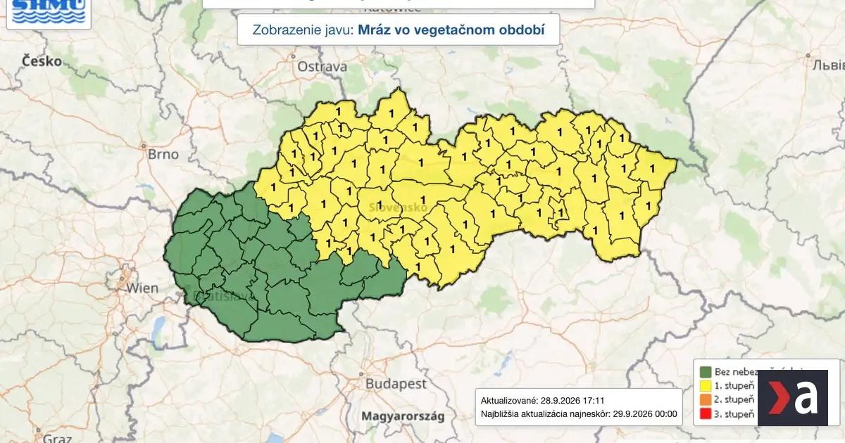 Slnečné a teplé počasie vystrieda ranný prízemný mráz