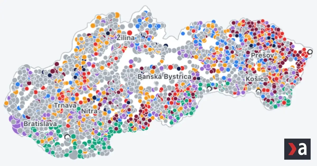 Výsledky komunálnych volieb 2026 na jednej mape